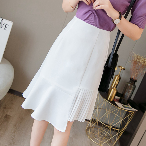 Fusta de dama eleganta cu talie inalta in alb si negru