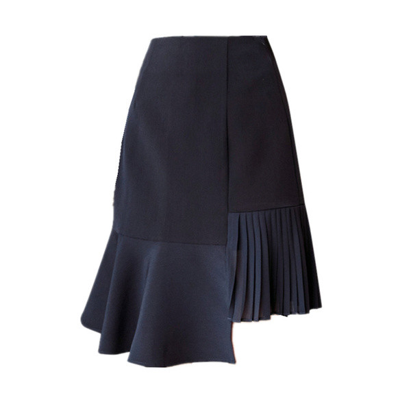 Fusta de dama eleganta cu talie inalta in alb si negru