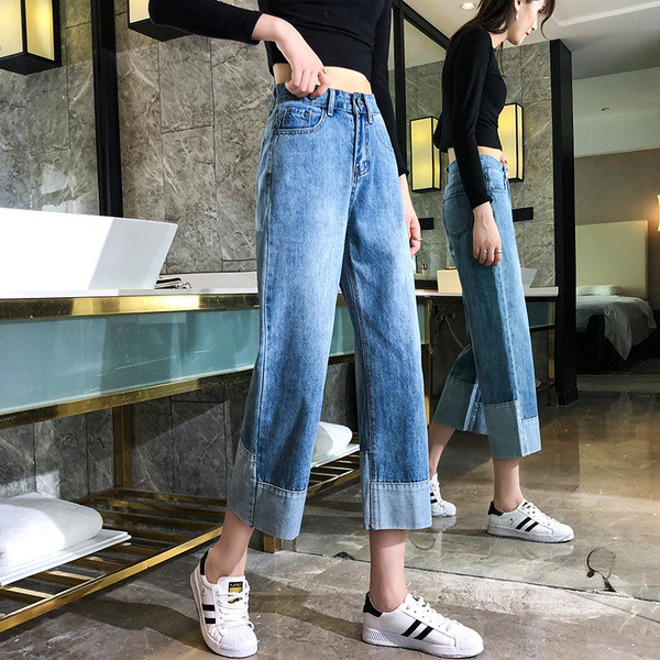 Alkalmi női farmer magas derékkal, kék színben