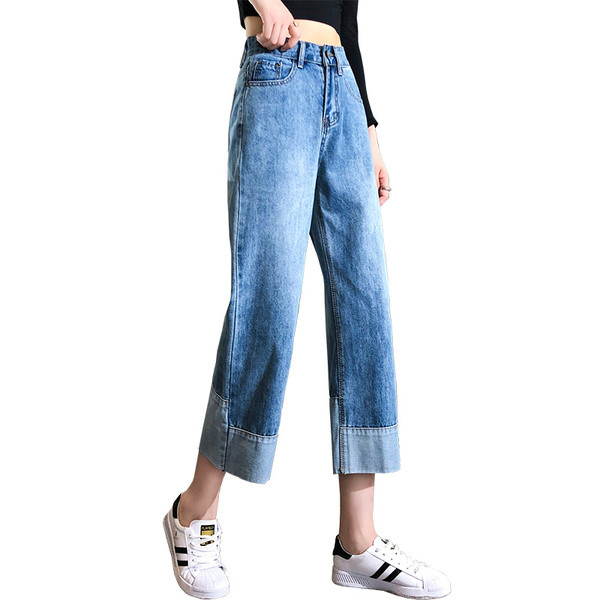 Alkalmi női farmer magas derékkal, kék színben