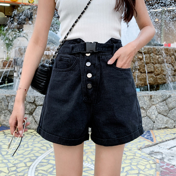 Pantaloni scurti moderni de dama in doua culori cu talie inalta