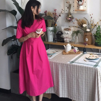 Rochie de dama moderna de culoare roz - model croiat