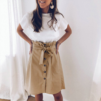 Női alkalmi szoknya barna gombokkal