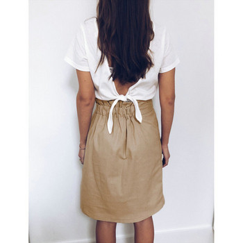 Női alkalmi szoknya barna gombokkal