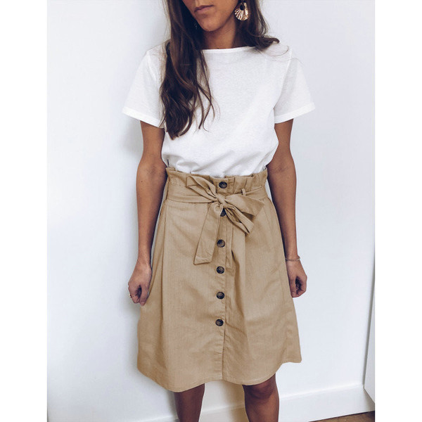 Női alkalmi szoknya barna gombokkal