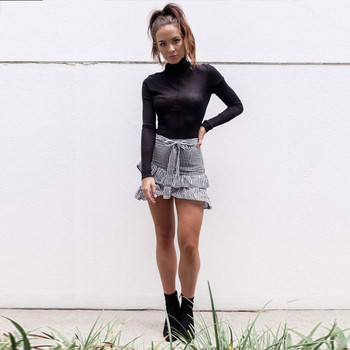 Női lezser kockás szoknya magas derékkal