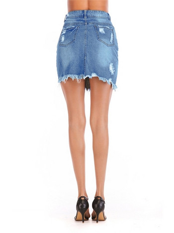 Fusta de dama scurta moderna din denim in doua culori