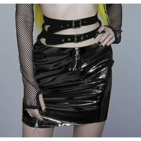 Fusta de dama neagra cu fermoar