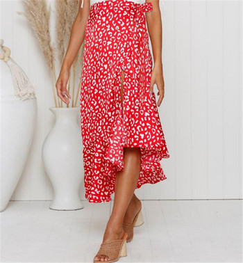 Fusta lungă casual de damă în roșu