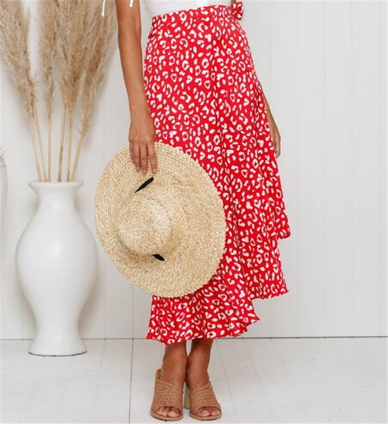 Fusta lungă casual de damă în roșu