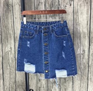 Fusta dama casual din denim in doua culori cu nasturi