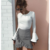 Kockás női szoknya magas derékkal