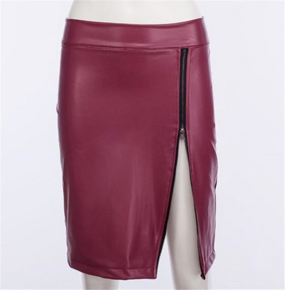 Fusta de dama eleganta cu talie inalta si fermoar in trei culori