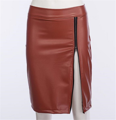 Fusta de dama eleganta cu talie inalta si fermoar in trei culori