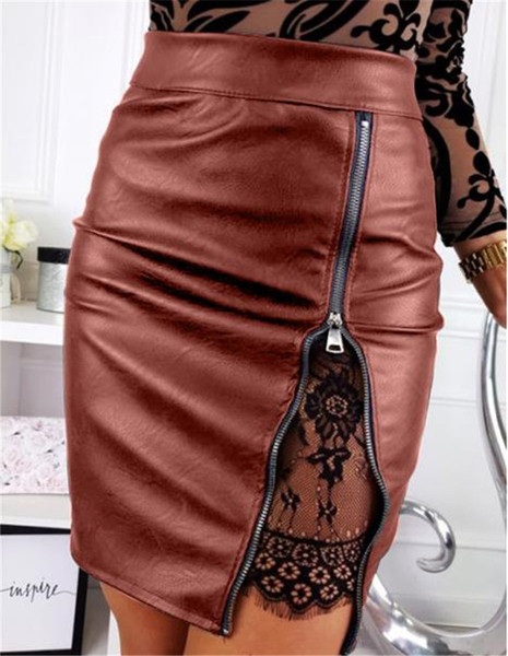 Fusta de dama eleganta cu talie inalta si fermoar in trei culori