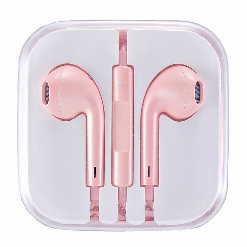 Аудио слушалки в розов цвят - тип Earpods