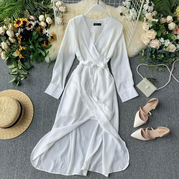 Rochie de dama cu maneci lungi si curea in talie in mai multe culori