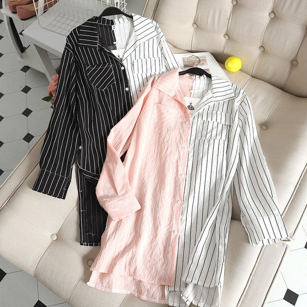 Csíkos női ing széles modell két színben