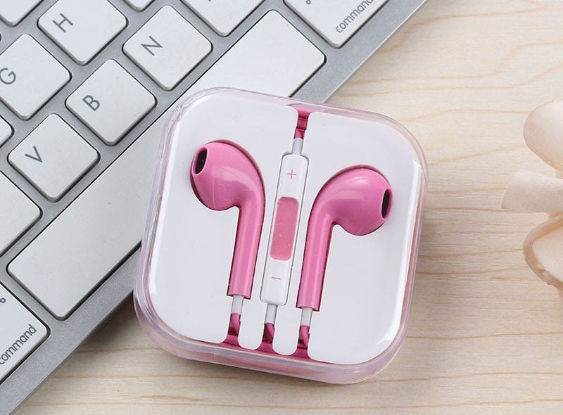 Аудио слушалки тип Earpods в розов цвят