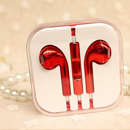 Аудио слушалки тип Earpods в червен цвят