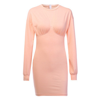 Modern női ruha Karcsú modell rózsaszín és szürke színben