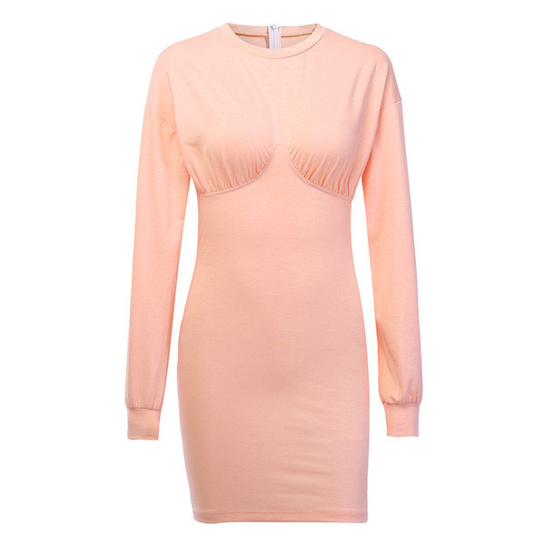 Modern női ruha Karcsú modell rózsaszín és szürke színben