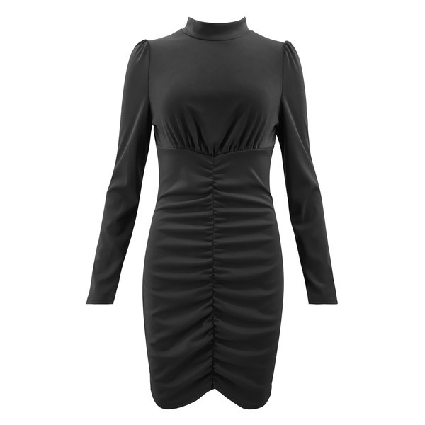 Aktuális női ruha magas gallérral, különböző színekben