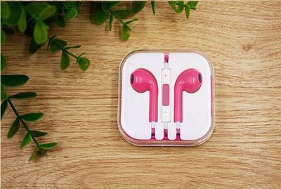 Слушалки тип Earpods с микрофон - розов цвят