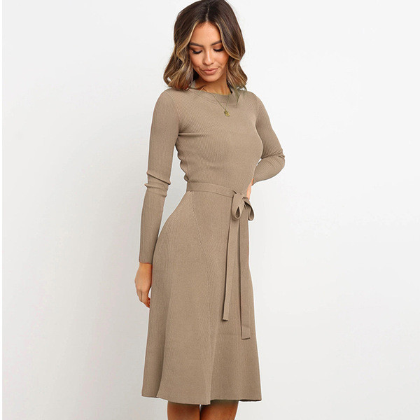 Rochie casual de dama cu sireturi in talie in trei culori