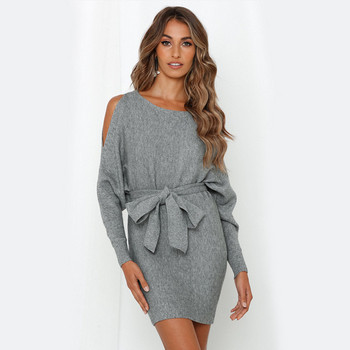 Modern női ruha csupasz váll és övvel több színben