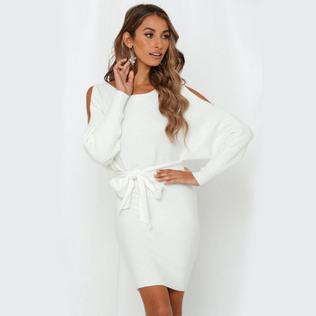 Modern női ruha csupasz váll és övvel több színben