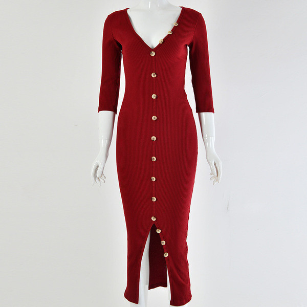 Női ruha 3/4-es ujjal és gombokkal több színben