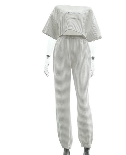 Set de dama zilnic din doua piese cu fermoar alb