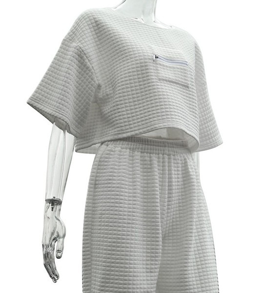 Set de dama zilnic din doua piese cu fermoar alb