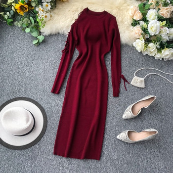 Rochie lunga de dama cu cravate in diferite culori