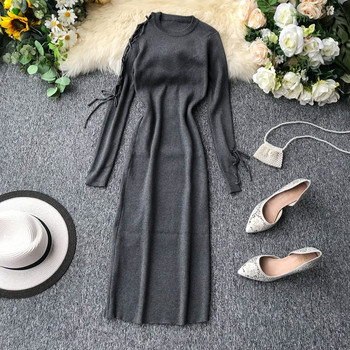 Rochie lunga de dama cu cravate in diferite culori