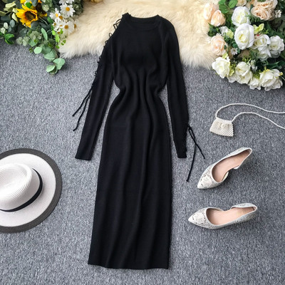 Rochie lunga de dama cu cravate in diferite culori