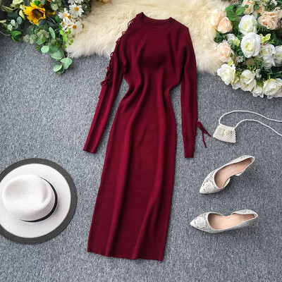 Rochie lunga de dama cu cravate in diferite culori