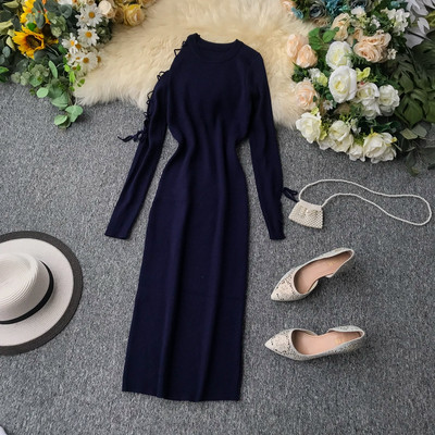 Rochie lunga de dama cu cravate in diferite culori