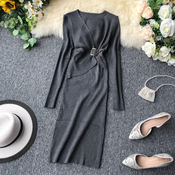 Modern női hosszú ruha övvel, különböző színekben