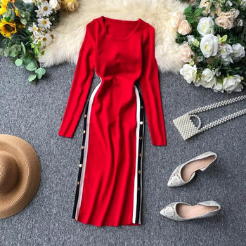 Rochie casual de dama cu margini si nasturi in diferite culori