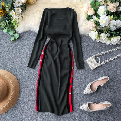 Rochie casual de dama cu margini si nasturi in diferite culori