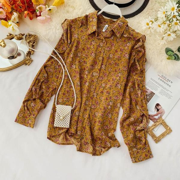 Cămașă modernă de damă cu mâneci lungi și model floral în mai multe culori