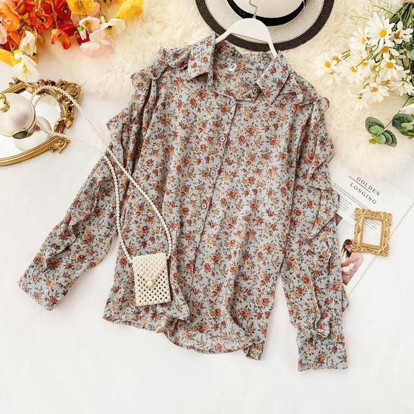 Cămașă modernă de damă cu mâneci lungi și model floral în mai multe culori