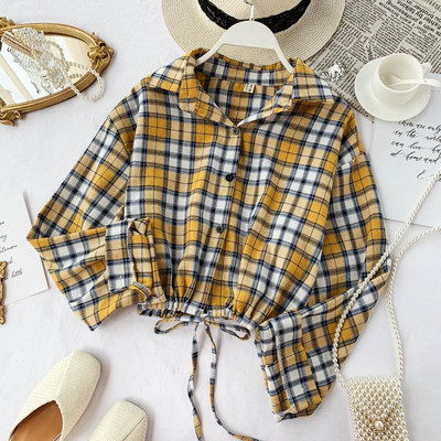 Cămașă de damă în carouri cu cravate în mai multe culori