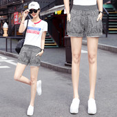 Női kockás rövidnadrág elasztikus derékkal