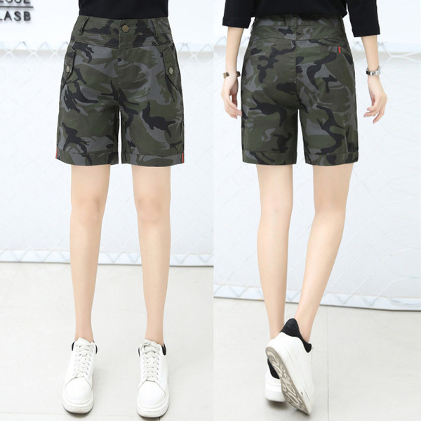 Pantaloni scurți de camuflaj de damă cu talie înaltă