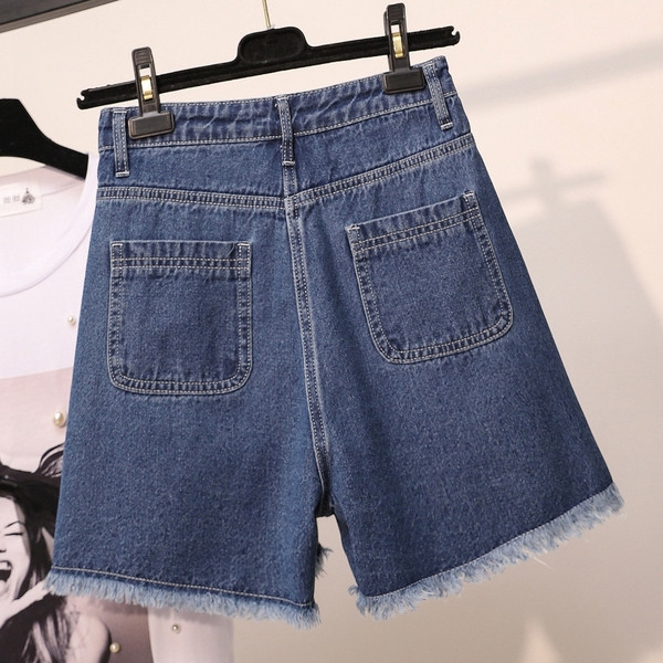 Modern női farmer rövidnadrág kék színben