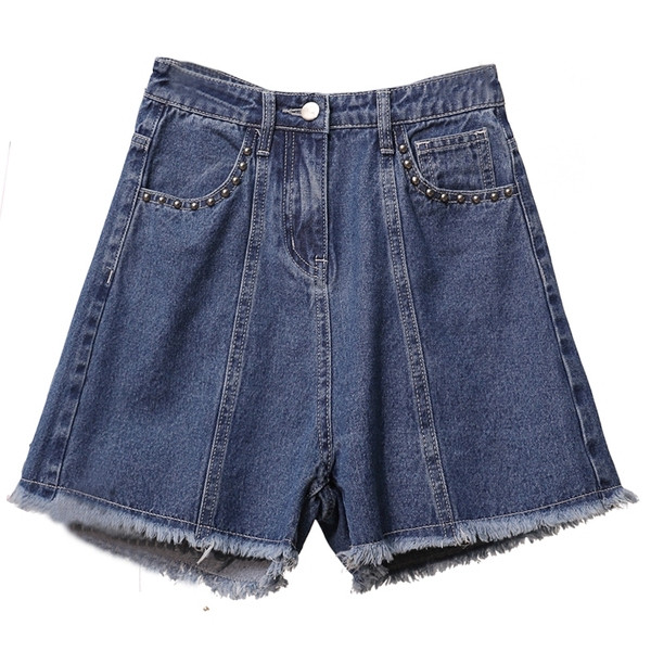 Modern női farmer rövidnadrág kék színben