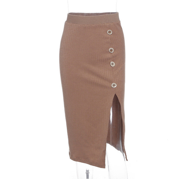 Modern női szoknya hasítékkal, gombokkal több színben